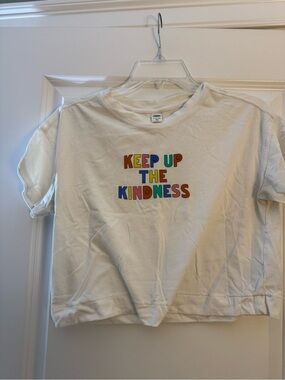 Old Navy White Tee with Multicolor "Keep Up The Kindness" Graphic
